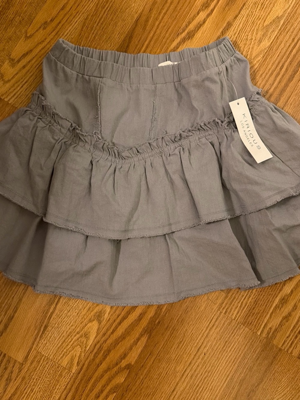 KIRIOUS Tiered Ruffle Mini Skirt - Light Gray
